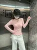 Camiseta de Manga Larga con Cuello en V Estilo Francés para Mujer Primavera 2026 Nuevo Estilo Color Sólido Elegante Diseño Ajustado Camiseta para Capas Interiores
