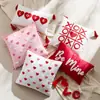 Funda de Almohada para Pareja Seleccionada Cuidadosamente Transfronteriza con Bordado de Toalla Roja, Bordado de Corazón Rosa, Funda de Almohada de Amor para el Día de San Valentín