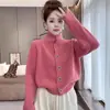 Estilo Coreano Otoño e Invierno Nuevo Punto de Cuello Alto de un Solo Botón Moda para Mujer Suave y Estilo Perezoso Cardigan de Punto con Mangas Largas Raglán