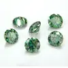 Piedra suelta de moissanita verde esmeralda redonda, moissanita chapada en color con 8 corazones y 8 flechas, código de cintura GRA, venta al por mayor de piedra de silicio de carbono