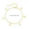 Tobillera de Moda con Colgante de Flor Margarita, Joyería para el Pie, Tobillera de Margarita y Perla para la Playa de Verano, Tobillera Apilada de Flores