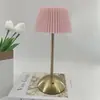 Lámpara de Mesa de Tela Transfronteriza Lámpara de Noche Plegable Estilo Nórdico Lámpara de Mesita de Noche para Dormitorio Lámpara Recargable Lámpara LED de Ambiente Estilo Lujo Ligero
