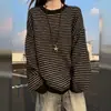 Suéter de Tricô Listrado Gola Redonda Estilo Americano Masculino Outono Solto Estilo Preguiçoso Toque Jovem Suéter Camada Base Camada Superior