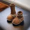 Zapatos y calcetines para bebé de imitación de piel integrados para Otoño e Invierno, calcetines cálidos para bebé, suela suave para niño pequeño, forro de felpa, ante, talón anticaída