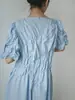 Vestido Largo Kaneko Estilo Japonés Manga Abullonada Cintura Ajustada para Mujer, Vestido Azul Adelgazante Línea A, Vestido Holgado Retro Japonés