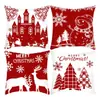 Funda de almohada navideña a cuadros estilo americano, funda de cojín cuadrado a cuadros de copo de nieve de felpa corta, funda de cojín para dormitorio