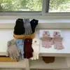 Guantes para Mujer Otoño e Invierno Estilo Nuevo Muñeca Extendida Guantes Cálidos Guantes de Punto de Color Sólido Simples