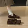 Zapatos Birkenstock de suela gruesa para mujer 2026 nuevo estilo otoño e invierno con forro de terciopelo cálido zapatos de pelo botas de nieve antideslizantes zapatos para mujer