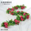 Enredaderas de Rosas Artificiales Transfronterizas, Enredaderas de Flores Artificiales, Decoración Suave, Paisajismo Floral, Muros Verdes, Decoración de Áreas Escénicas para Bodas y Hogares