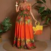 Comércio Exterior Transfronteiriço Europeu e Americano Novo Verão 2026 Vestido Elegante de Verão para Mulheres Plus Size com Alças em V e Fenda