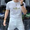 Camiseta de manga corta con cuello redondo para hombre, camisa de media manga para hombre, algodón mercerizado, seda de hielo, transpirable, moderna, para hombre, nueva de verano de 2024