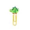 Clips para papel de goma blanda con forma de dinosaurio, los más vendidos transfronterizos, diseño lindo de dibujos animados, marcapáginas de goma blanda engrosada para uso en la oficina