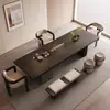 Mesa y Sillas Grandes de Madera Maciza, Mesa de Centro para Sala de Estar, Mesa de Té Integrada Simple para Oficina, Mesa y Sillas de Té Negro