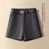 Falda Corta de Traje Color Café para Mujer, Nueva Moda Otoño/Invierno 2026, Holgada de Cintura Alta, Adelgazante, Petite Casual de Lana