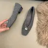 Zapatos Mary Jane estilo francés de tweed de lana 2026, zapatos planos de invierno con forro de felpa, puntera cuadrada, versátiles para ir al trabajo, mocasines