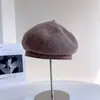 Boina de Lana de Color Sólido Estilo Coreano Tridimensional para Mujer, Nuevo Sombrero de Artista Elegante Versátil de Invierno, Sombrero de Calabaza Resistente al Frío y Cálido