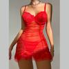 Europa e Estados Unidos verão nova lingerie sexy nightclub perspectiva plissada suspensão saia fio dental renda tentação 2611