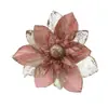 Flores Decorativas Rosas y Doradas para Fiestas de Fabricantes Transfronterizos al por Mayor, Accesorios para Guirnaldas de Árbol de Navidad, Decoraciones para Árboles de Navidad, Flores de Navidad