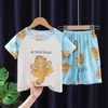 Pijama Infantil para Meninos e Meninas, Estilo Verão Curto de Manga Curta Fino, Meninas Pequenas, Bebê Desenho Animado, Conjunto de Verão Fofo e Super Fofo, Roupa de Casa