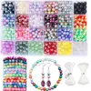 Set de Perlas Artificiales Perforadas Sueltas DIY Coloridas Redondas de ABS Materiales para Joyería Accesorios Caja de 24/28 Compartimentos