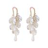 Agulha de prata pérola gota pétala de cristal borla brincos francês elegante elegante elegante brincos de nicho moda todos os brincos