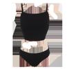 Traje de Baño Dividido de Color Sólido Estilo Coreano 2025 para Mujer, Sexy, de Cintura Baja, con Ombligo Descubierto, Espalda Descubierta, Bikini para Vacaciones en la Playa