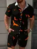 Novo Conjunto de Camisa de Manga Curta e Shorts Masculino com Estampa Engraçada de Halloween para o Verão - Venda Cruzada da Amazon