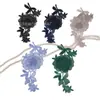 Aplique de Bordado de Flor de Organza Tridimensional Multicolor, Adorno Floral para Ropa, Material Decorativo de Bordado en Malla