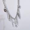Collar con borlas y alas de metal estilo vintage Y2g, estilo bohemio, estilo clavícula, para mujer