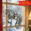 Colgante decorativo de caballo galopante dorado y Gorgeous transfronterizo de acrílico, regalo de vacaciones, colgante de llavero para mochila