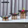 Puesto de Snacks para Buffet de Hotel, Mesa de Exhibición para Pausa de Té con Comida Fría, Plato Dorado para Frutas, Bol para Ensalada, Bol para Platos Fríos, Expositor para Postres