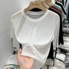 Camiseta Europea de Manga Corta para Mujer Verano Delgada Holgada 2022 Nuevo Estilo Estilo Occidental Manga Media Top para Mujer Siete Mangas Manga Media