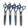 Placa de Cubierta Negra y Azul de 6.0 pulgadas Tijeras de Peluquería, Tijeras para Cortar el Cabello, Tijeras Adelgazadoras, Dientes de Astas, Dientes Lisos, Dientes en Forma de V, Dientes de Espina de Pescado