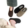 Zapatos Birkenstock de suela gruesa para mujer, pantuflas de pelo, nuevas para otoño e invierno, slip-on, forradas de polar, puntera cerrada, medias pantuflas, pantuflas de algodón para usar en exteriores