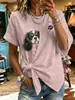 Colección de verano nueva para mujer transfronteriza de Amazon Europa y América 2026: Camiseta estampada de manga corta con corte holgado y dobladillo anudado