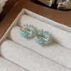 Pendientes Redondos de Flor con Goteo de Aceite y Circonita Frescos de Verano, Pendientes Sencillos y de Moda con un Toque de Lujo Ligero y de Gama Alta, Accesorios para Orejas de Nicho