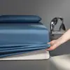 Juego de Sábana Bajera Ajustable Universal de Algodón Puro Antibacteriano y Antiácaros Grado 10A para Cuatro Estaciones, Juego de Tres Piezas, 100% Algodón, 45cm de Altura, Sábana Bajera Ajustable Individual Completamente Envuelta