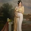 Nuevo vestido de maternidad strapless estilo vintage francés para sesiones de fotos en estudio, atuendo artístico para mamás embarazadas