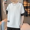Comercio Exterior 8XL Camiseta Holgada de Manga Corta Verano Moda Combinación de Colores Guapo Chaqueta de Estudiante ins Adolescente Japonés Moderno Ropa de Hombre