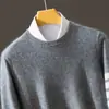 Suéter de Caxemira Baicai Velvet com novo color-block para homens, gola redonda, outono/inverno 2026, de alta qualidade, leve, camada base de tricô versátil