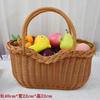 Cesta de picnic cuadrada de plástico tejido con imitación de ratán, asa, cesta de imitación de ratán, cesta de compras, cesta para verduras, cesta para recoger fruta, cesta para frutas y verduras
