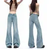 Jeans acampanados azules vintage para mujer, nuevo estilo otoño e invierno, talle alto retro, adelgazantes, no ajustados, pantalones de campana hasta el suelo, moda urbana