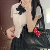 Uniforme de Chica Caliente JK Estilo Japonés Ajustado Camisa Blanca de Manga Corta para Mujer Verano Estilo Universitario Ajustado Traje Dulce Mujer
