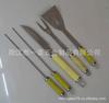 P-011Db Herramientas para Barbacoa Juego de 5 Piezas Acero Inoxidable Mango de Tubo Mango de Plástico de Goma Cuchillo para Parrilla Tenedor Espátula Pinza