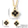 Moxi Transfronterizo Colorido Suerte Flor de Trébol de Cuatro Hojas Elegante Moda Cobre Incrustado Circonita Aretes de Tachuela Collar Conjunto de Joyería Venta al por Mayor