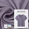 Top Versátil de Cuello en U Delgado y Transpirable de Lino de Verano Lyocell Tencel para Mujer Camiseta de Manga Corta con Máscara de Copo de Nieve para Mujer