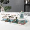 Juego de Taza y Platillo de Porcelana de Hueso de Alta Calidad para Café y Té de Frutas para Uso Doméstico, Estilo Inglés Vintage, Tetera de Vidrio de Alta Estética Calentada con Vela