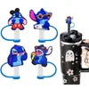 Gorro de Paja de Dibujos Animados de Stitch, Tapa de Silicona para Popote Linda, Compatible con Vasos de Vidrio Stanley de 30 y 40 oz