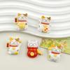 Gato de la suerte de dibujos animados para niños, accesorios de resina DIY, pegamento de crema, llavero, pinza para el pelo, material para refrigerador, venta al por mayor