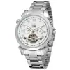 Jaragar Moda Casual Europea y Americana para Hombre Banda de Acero Tourbillon Reloj Mecánico Totalmente Automático Otro